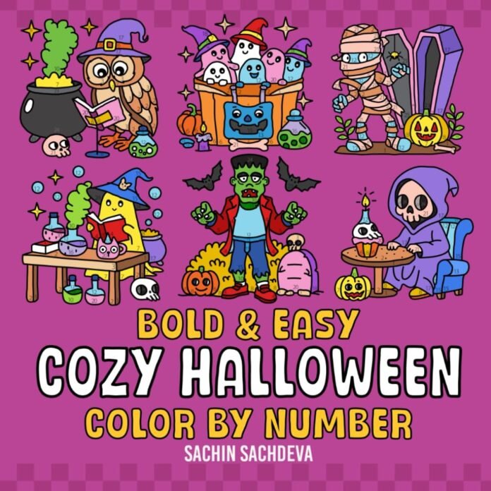 Cozy Halloween Color by Number: Coloring Book features Cute Spooky Designs for Kids and Adults, Bold and Easy, Big and Simple for Fun and Relaxation (Bold & Easy Color by Number Coloring Book)