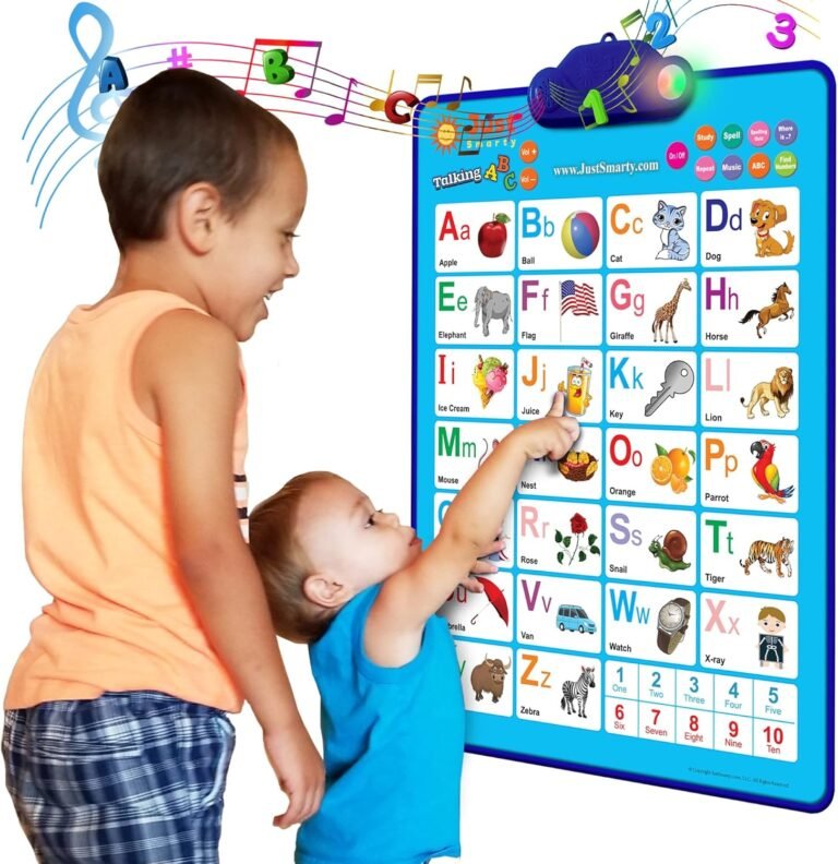 Just Smarty Interactive Alphabet Wall Chart | Talking ABCs & 123s Music Poster with Interactive Light | Toddler Alphabet Learning | Best Educational Gift for Boys & Girls Ages 2 3 4 5 | Letter Sounds