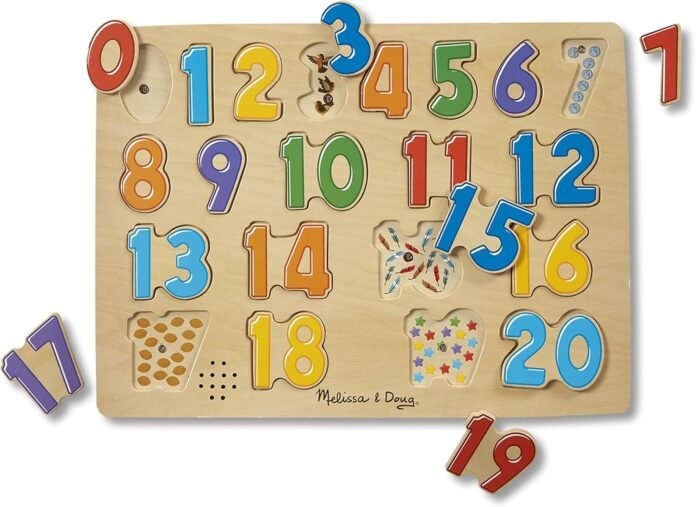 Melissa & Doug Numbers Sound Puzzle - Wooden Puzzle With Sound Effects (21 pcs)