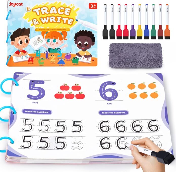 Preschool Learning Activities 48 Reusable Pages, Handwriting Practice for Kids Toddlers, Tracing Letter Number Workbooks, Educational Autism Busy Book, Learning Gift Toys for 3 4 5 Year Olds