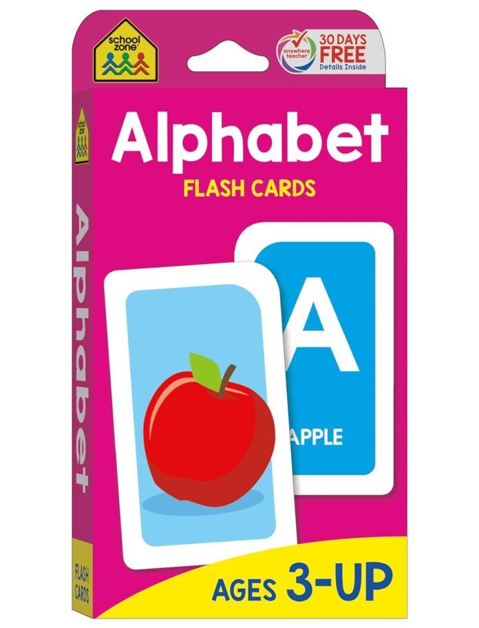 School Zone Alphabet Flash Cards: Learn the ABCs, Preschool & Toddlers, Letters & Phonics, Colorful & Fun Learning, Ages 3 and Up, 56 Cards