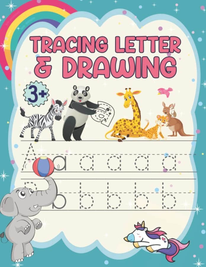 Workbook Letter Tracing Exercise For Kids 3-6 Years Old: How To Draw Each Line Of The Alphabet, Including Fun Drawings Of Animals And Fruits To Draw ... Alphabet from A to Z: English version
