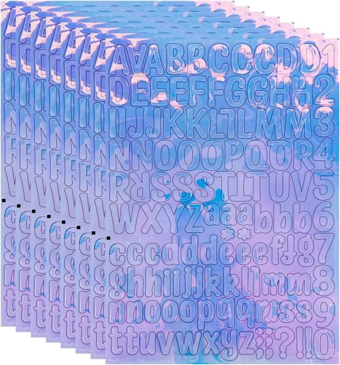 1008PCS Alphabet Stickers Letter Stickers, Self Adhesive Vinyl Alphabet Number Stickers Waterproof Mailbox Numbers Sticker for Mailbox, DIY Crafts, Art Making,Decals for Sign(Laser Effect)