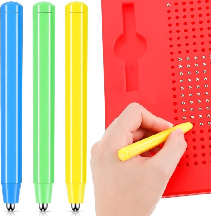 3 Pieces Replacement Stylus Magnetic Drawing Pen Magnet Replacement Pens for Play Magnapad Magnetic Drawing Board Writing Tablet A to Z and Numbers 0-9