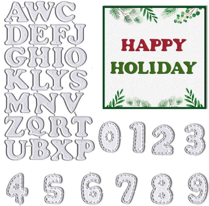 ABTOLS Metal Lowercase Capital 26 Alphabet Letters Die Cuts for Card Making, Number Words Cutting Dies Sets Alphabets Dies Embossing Stencils Template Mould for Card Scrapbooking Paper Card Decor