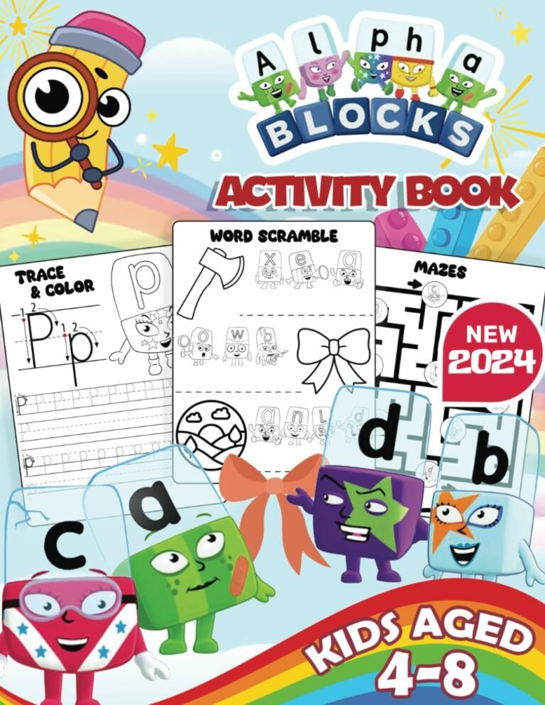 Alphabet Block Activity Book for Kids 4-8 years old: Interesting Worksheets to Learn and Play