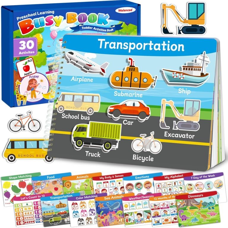 Busy Book for Toddlers 2-4, Preschool Toddler Learning Activities Book, Educational Montessori Toys for 2 3 4 Year Old Boy Girl Gifts, Busy Board Sticker Book for Toddler Travel Toys Workbook