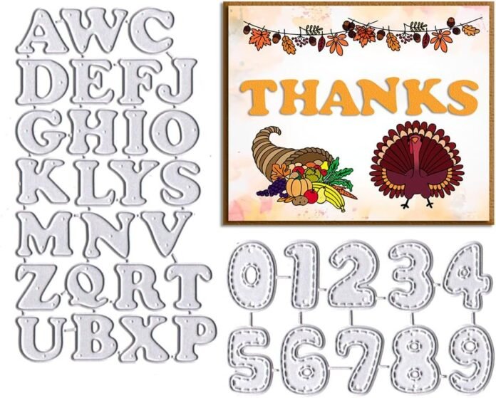 Capital Alphabet Letters Die Cuts for Card Making, Letters Numbers Cutting Dies Spelling Words Dies Stencils Embossing Template for Scrapbooking DIY Cards Album Crafts Supplies