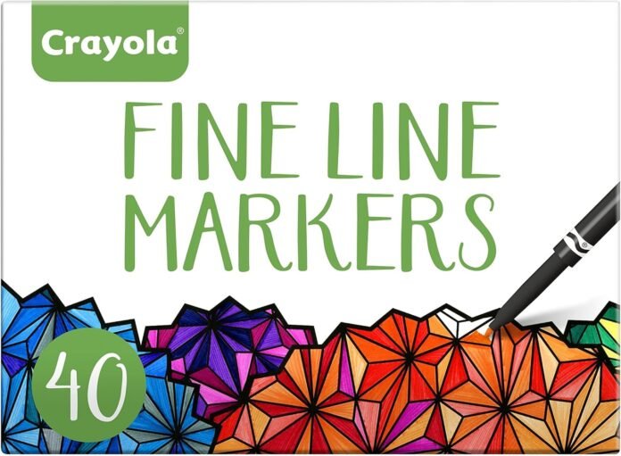 Crayola Fine Line Markers For Adults (40 Count), Skinny Markers For Adult Coloring Books, Thin Markers, Gift for Teens [Amazon Exclusive]