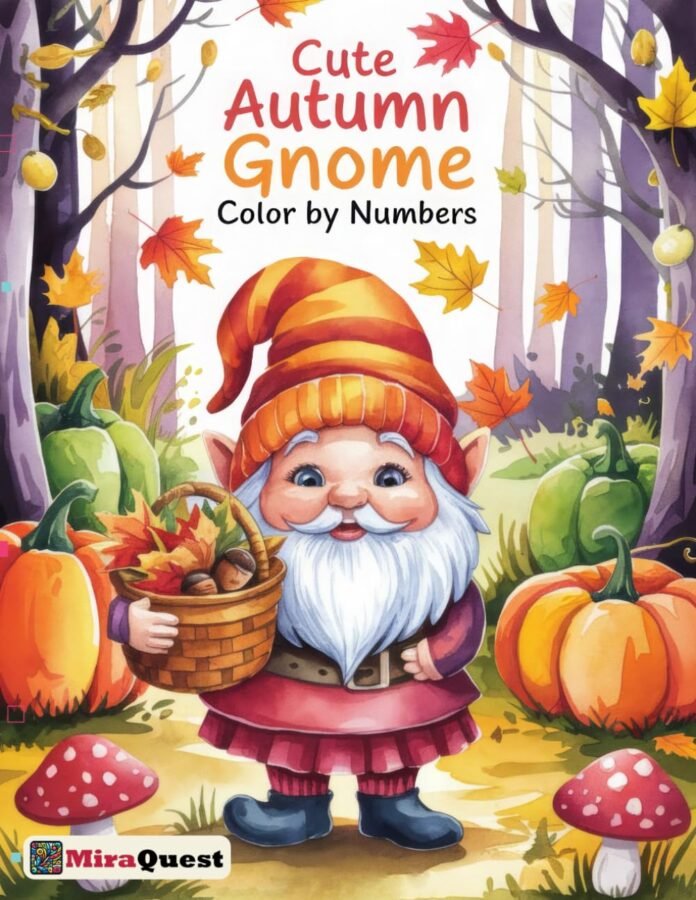 Cute Autumn Gnome Color by Numbers: Fall Season Gnomes Coloring book for Adults Relaxation and Stress Relief