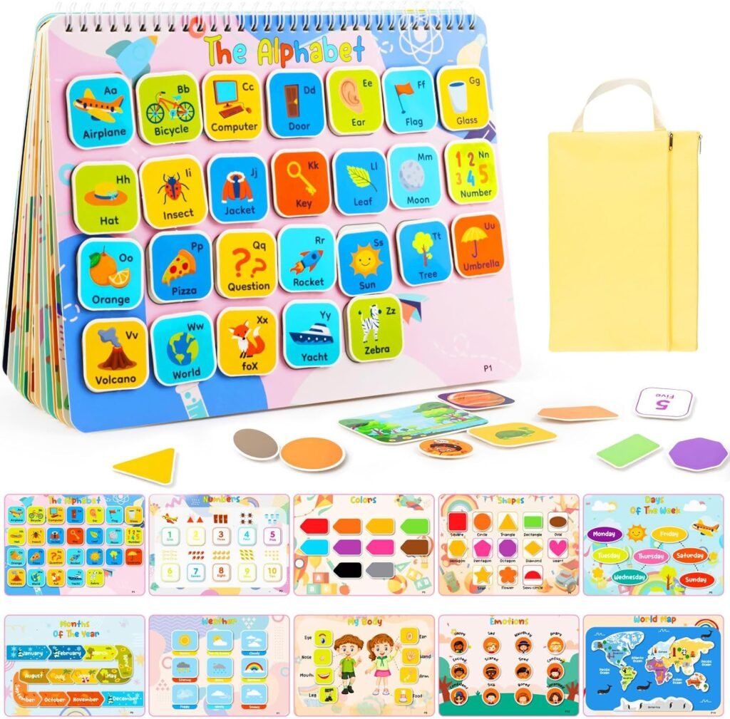Foayex Montessori Kids Books Ages 3-5 Preschool Learning Toddler Activities – Educational Toys Autism Learning Materials – Travel Sensory Toys for 3 4 5 Year Old Girls – Children Birthday Gifts