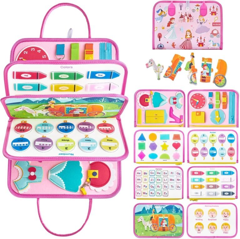 Freebear Busy Board Toddler Travel Toys Quiet Book Sensory Toys for Toddlers 1 2 3 4, Montessori Toys for Toddler Activities Board, Educational Toys for 3 4 Year Old Girls Boys Gift, Princess