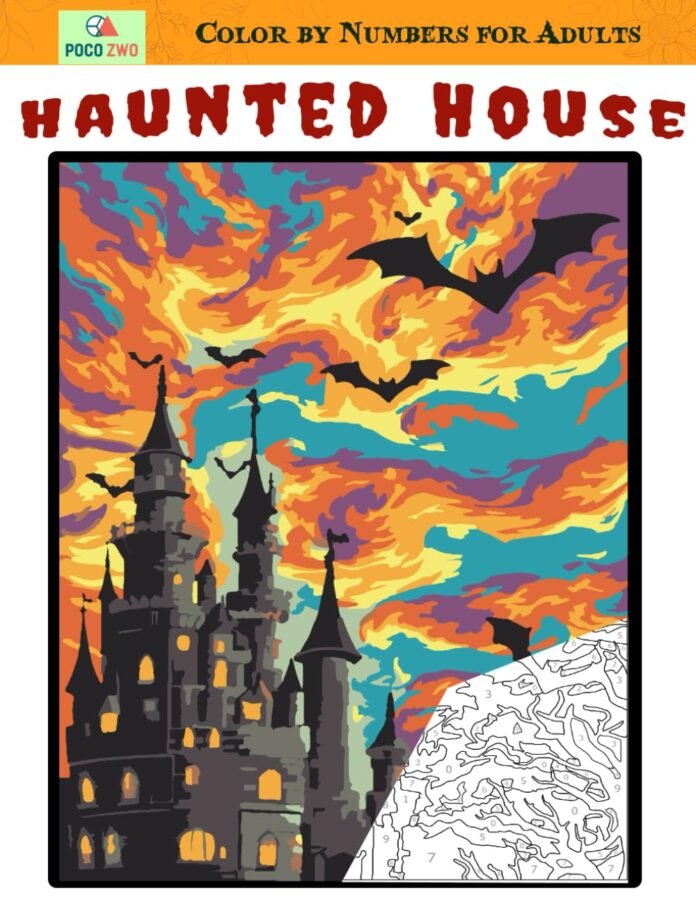 Haunted House Color by Numbers for Adults: Horror Creepy Mystery Coloring Book by Number for Relaxation