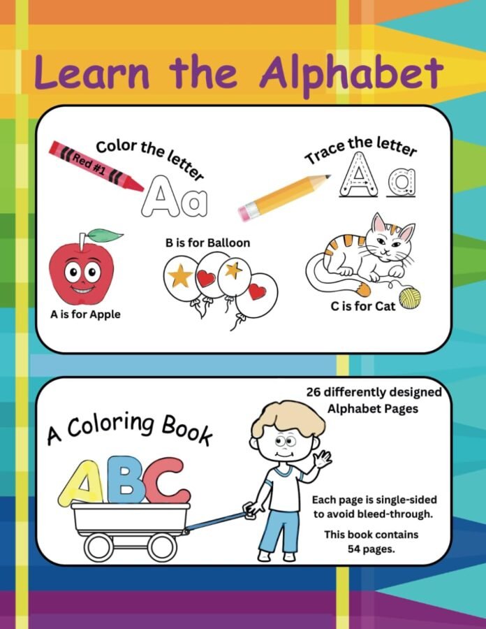 Learn the Alphabet: A Coloring Book for Children ages 3-5 years old.