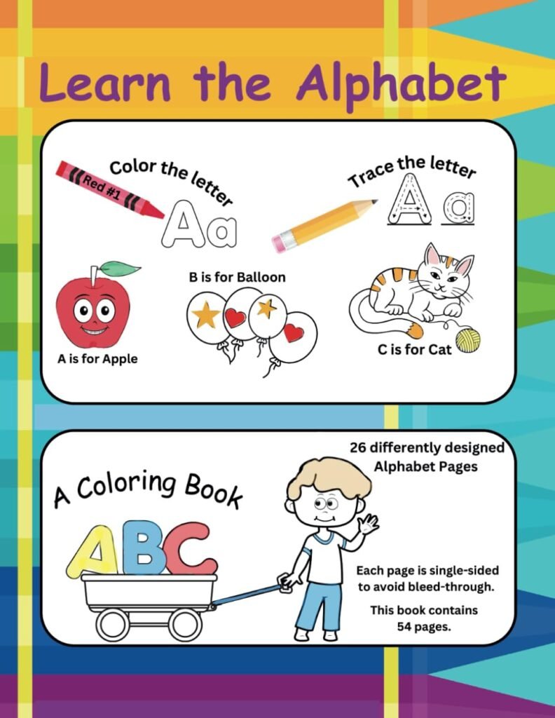 Learn the Alphabet: A Coloring Book for Children ages 3-5 years old.