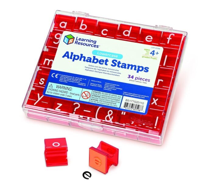 Learning Resources Lowercase Alphabet Stamps - 34 Pieces,Ages 4+, Teacher Stamps, Letter Stamps for Kids, Classroom and Teacher Supplies, ABC Stamps,Letter Stamps for Kids,Back to School Supplies