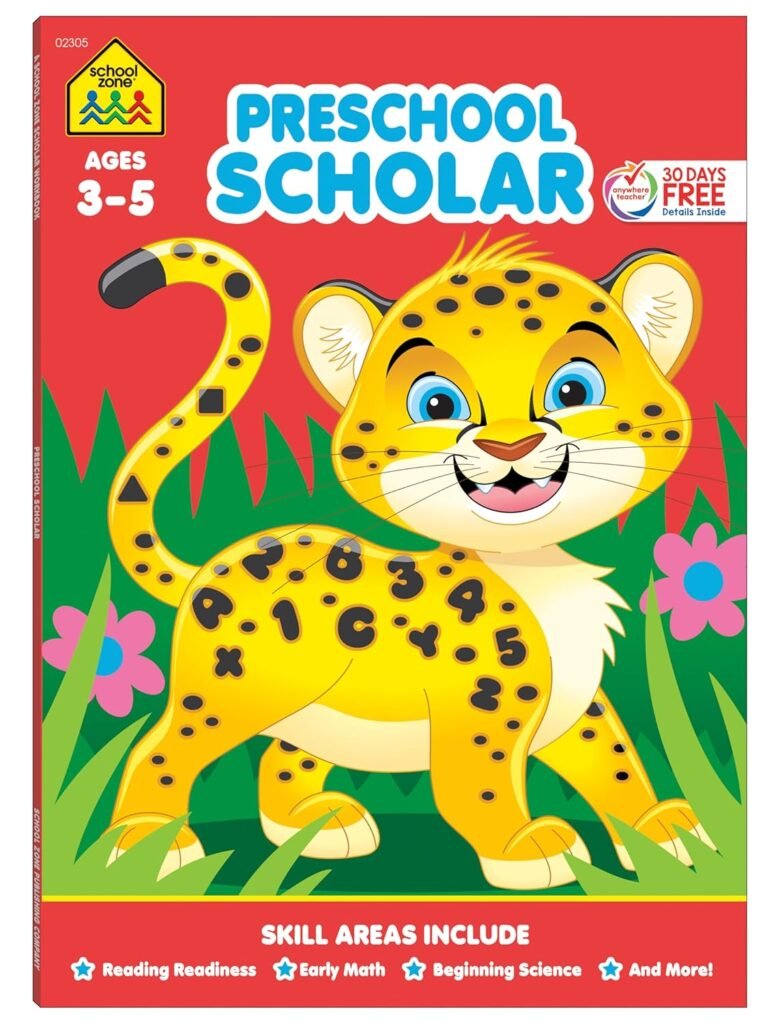 School Zone Preschool Scholar Workbook: Pre-K to Kindergarten, Beginner Reading, Early Math, Science, ABCs, Writing, Problem Solving, and More