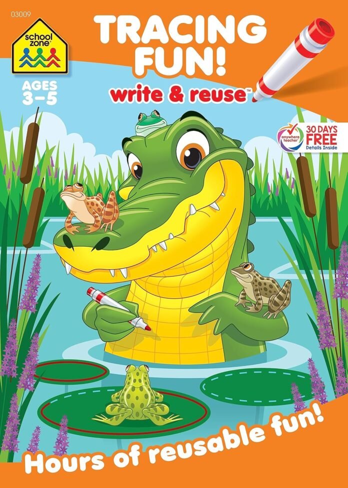 School Zone - Tracing Fun! Write & Reuse Workbook - Ages 3 to 5, Preschool to Kindergarten, Letters, Pre-Writing, Numbers, Shapes, Wipe Clean (School Zone Write & Reuse Workbook)