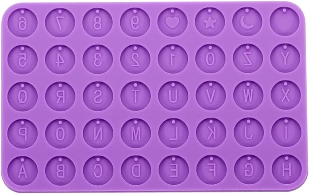 1Pcs/Pack Letter Number Round Discs Silicone Mold, Single/Double Hole Letter Pendant Mold for DIY Bracelet Necklace Resin Pendant Jewelry Making Supplies (Single Hole, 10×6.2cm)