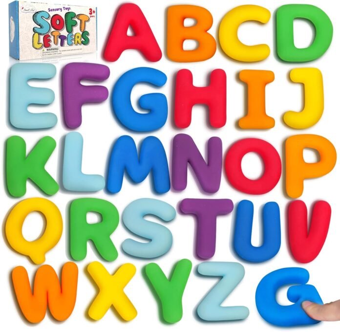 Alphabet Letters Sensory Toys for Toddlers: ABC Learning Educational Montessori Toys Preschool Activities for Kids 3 4 5 6 Years Old, 26pcs Squishy Fidget Toys for Autistic Children, Uppercase